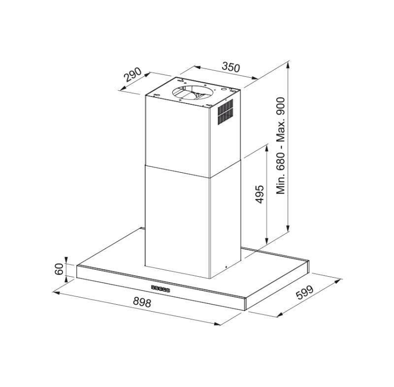 Franke Mythos Tale островен аспиратор от неръждаема стомана 90 см 325.0552.774