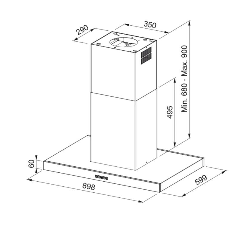 Франке Митос Тейл островен матово черен аспиратор 90см 325.0657.511