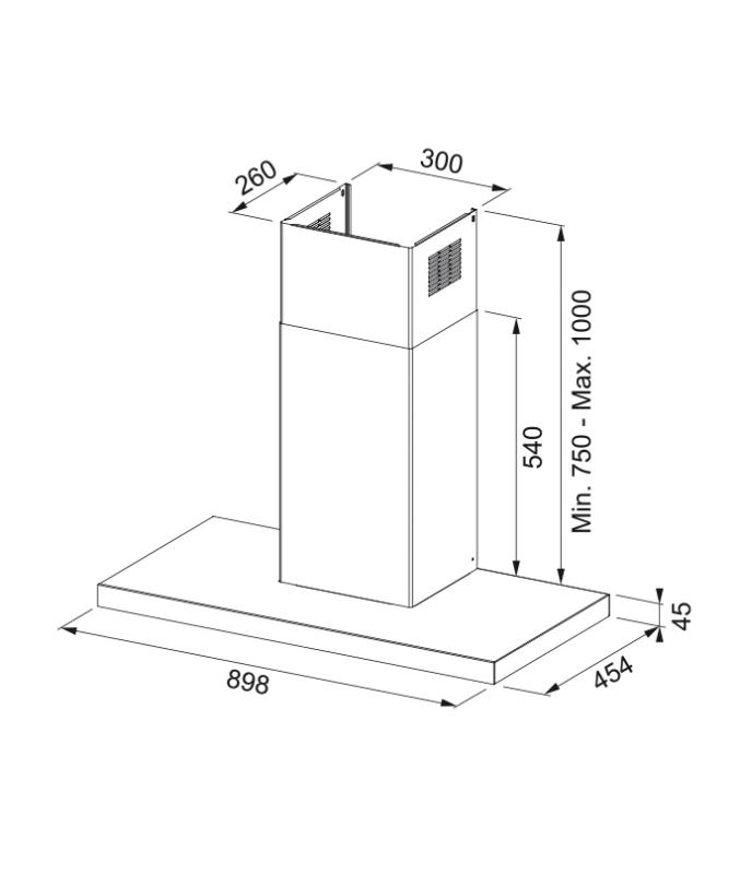 Франке Митос Сайлънс стенен модел абсорбатор неръждаема стомана 90см 325.0657.267