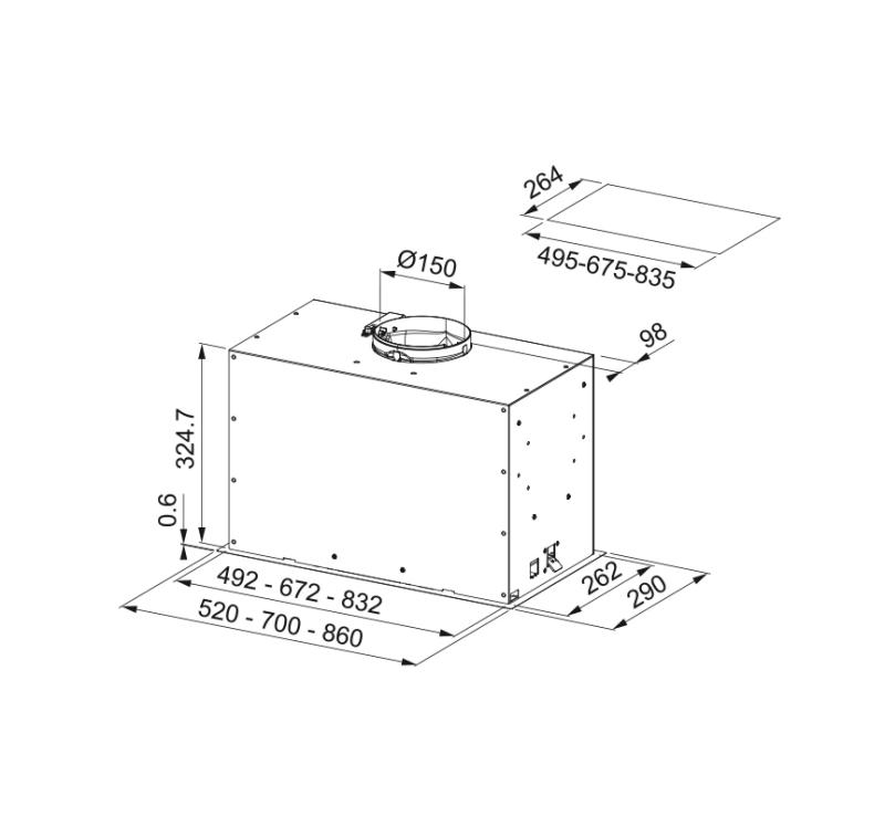 Franke Mythos Box Flush Premium вградим аспиратор от неръждаема стомана 86см 305.0665.370