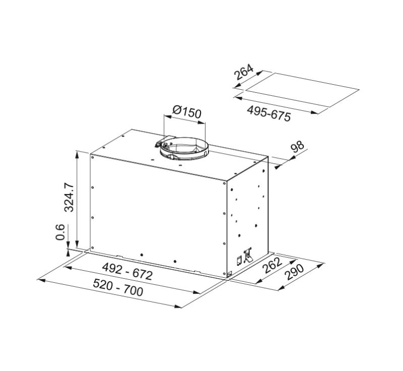Franke Maris Box Flush EVO вградим аспиратор от неръждаема стомана 70см 305.0665.361