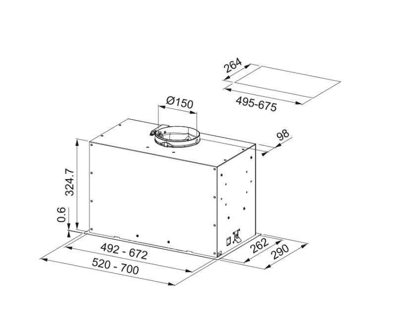 Franke Maris Box Flush EVO вградим матов черен аспиратор 70см 305.0665.365