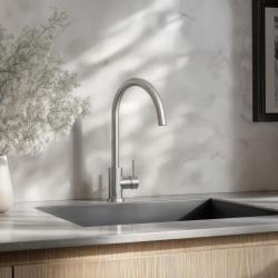 Ausmann Inox Round Кухненски смесител с въртящ се чучур, от неръждаема стомана 1208958308