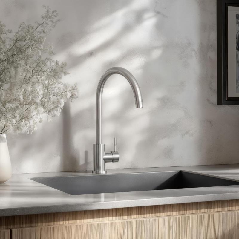 Ausmann Inox Round Кухненски смесител с въртящ се чучур, от неръждаема стомана 1208958308