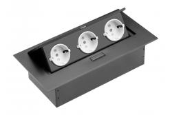 Кабел за разширяване на десктоп, 3x schuko гнездо, без кабел, черен 1208958666