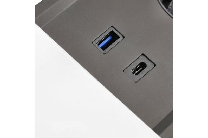 PRESTINO вграден кабел за разширение за бюро, 2x френска контактна вилка, USB A+C, RJ45, HDMI, кабел 1.5m, сребрист 1208958675