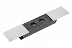 PRESTINO вграден кабел за разширение на работния плот, 2x schuko гнездо, USB A+C, RJ45, HDMI, кабел 1.5m, сребрист 1208958676