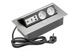 Кабел за удължаване на бюро 2x гнездо с узем, gn. USB, аудио (банан), gn. RJ45, захранващ кабел с щепсел, алуминий 1208958677