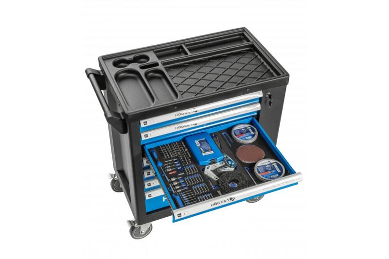 Hoegert 7-чекмеджетна шкафче за инструменти със странична врата с аксесоари 544 броя. 1208962010