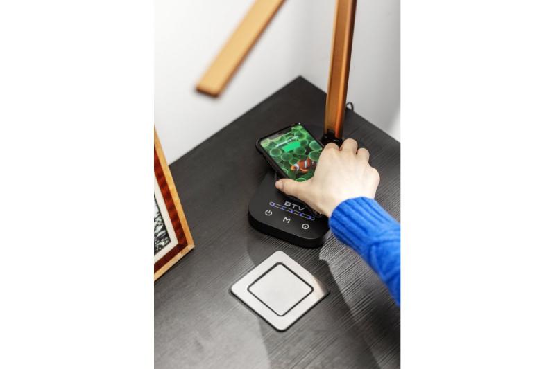 Decor Настолна лампа Bressi 8W 450lm AC220-240V 3-CCT Безжично зареждане USB PF>0 5 RA>80 Черна / Златна 1208962479