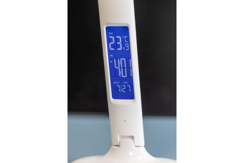 Decor Лампа за маса GALACTIC LED 5W 240lm AC220-240V 50/60Hz със сменяеми цветове (3000K 4000K 6000K), календар, будилник, термометър, бяло тяло. 1208962484
