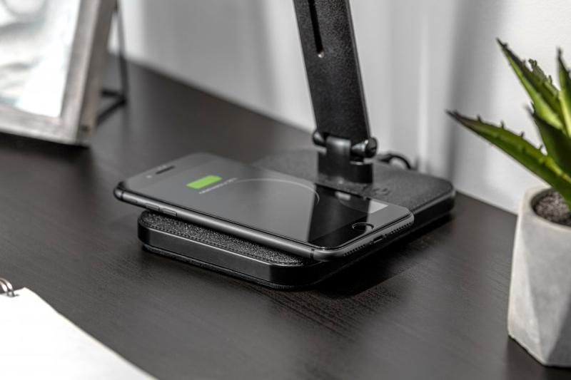 Decor ИЗУКА LED настолна лампа 6W 400lm AC220-240V 50/60Hz CCT индуктивно зарядно черна 1208962497