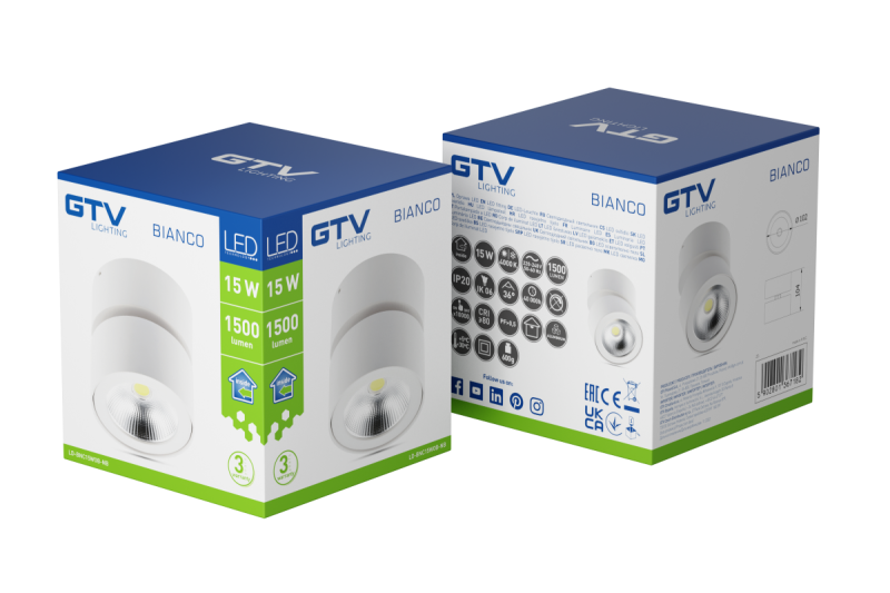 Decor Фиксирана LED светлина BIANCO 15W 1500lm AC220-240V 50/60 Hz PF> 0.5 Ra≥80 IP20 IK06.36 ° 4000K кръгла бяла. 1208962667