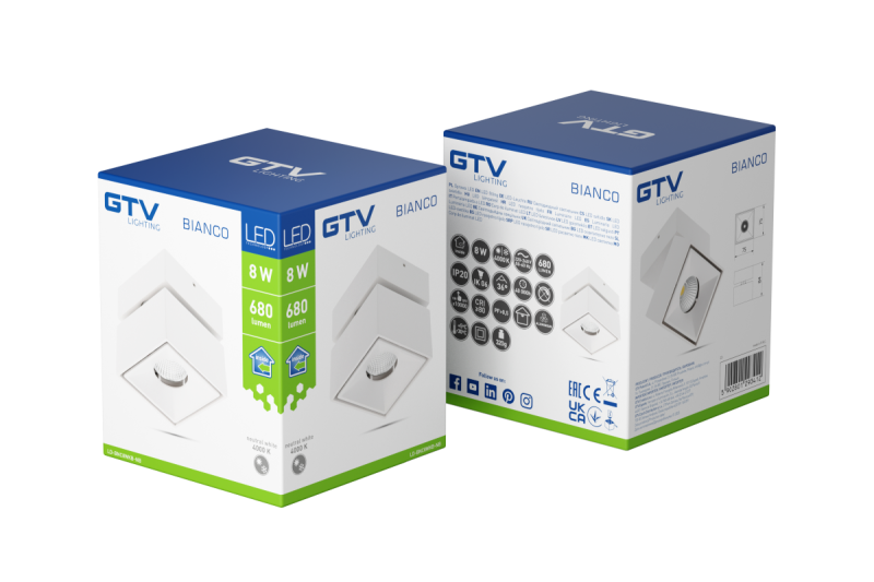 Decor LED осветително тяло BIANCO 8W 680lm AC220-240V 50/60 Hz PF>0 9 Ra≥80 IP20 IK06 36° 4000K квадратно бяло 1208962669