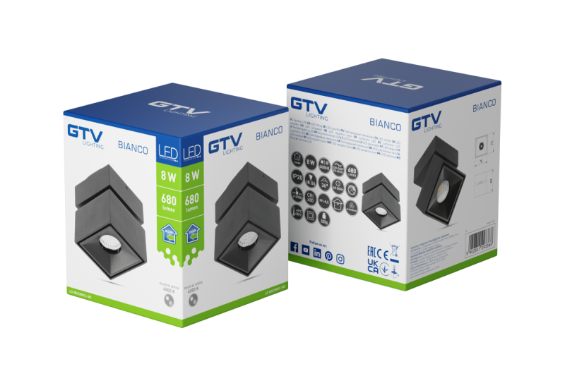 Decor LED осветително тяло BIANCO 8W 680lm AC220-240V 50/60 Hz PF>0 9 Ra≥80 IP20 IK06 36° 4000K квадратно черно 1208962670