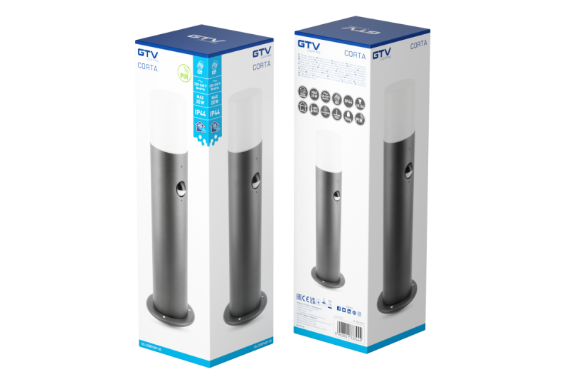 Decor Градинска лампа CORTA-P PIR 40 E27 MAX.25W IP44 AC220-240V 50-60Hz пост графит 1208963862