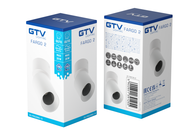 Decor Таванна лампа FARGO 2 алуминиева 70x166мм IP20 максимална мощност 20W кръгла черна. 1208963881