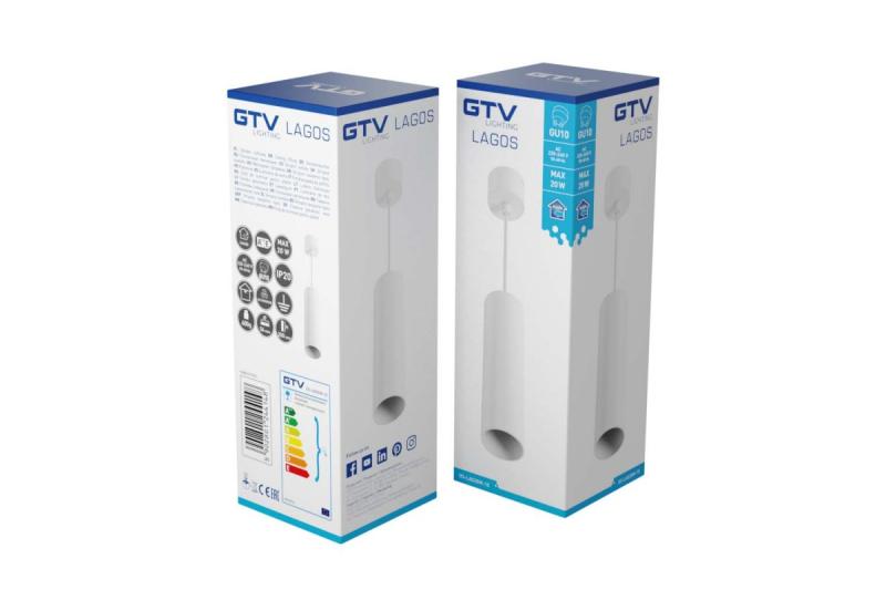 Decor Висяща осветителна апаратура LAGOS GU10 алуминий IP20 макс. 20W бял 1208963910