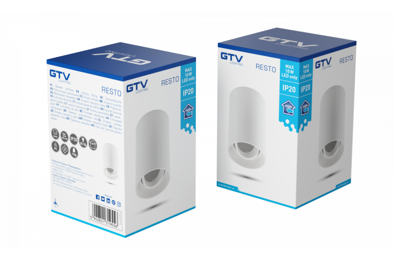 Decor Светлинно тяло за таван RESTO PC φ80x125mm IP20 максимум 20W кръгло бяло. 1208963986