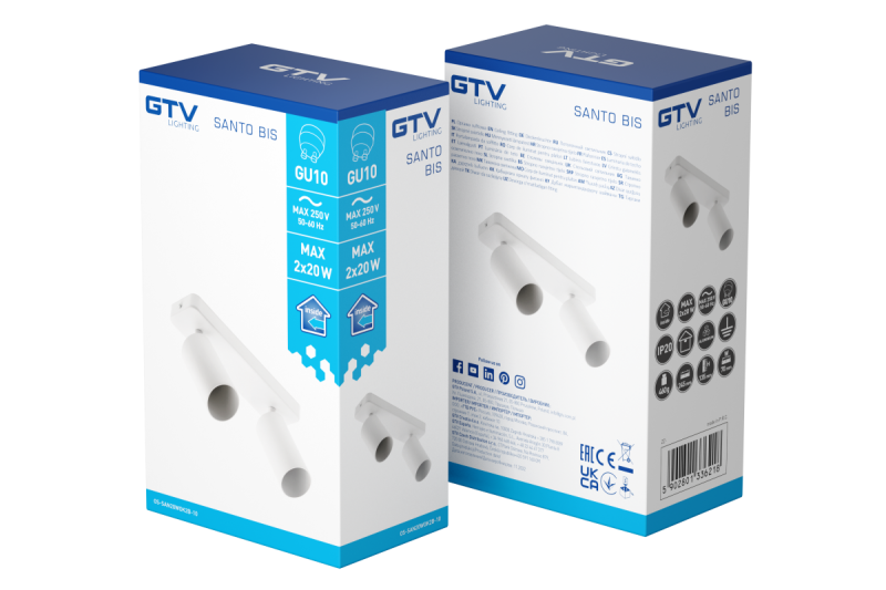 Decor Таванна лампа SANTO BIS алуминиева IP20 макс. 20W*2 двойно кръгла бяла. 1208964000