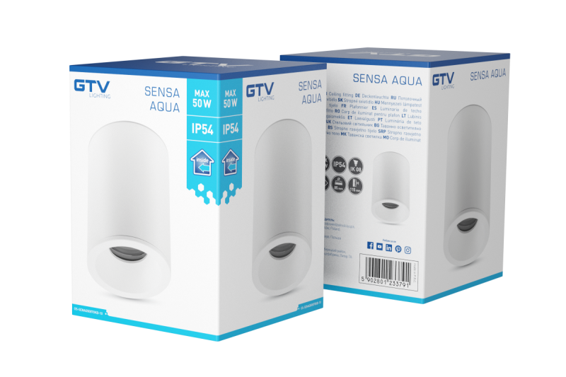 Decor SENSA AQUA таванна лампа алуминий 85x115 IP54 максимум 50W кръгла бяла 1208964007