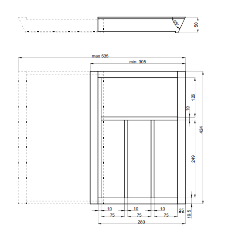 Декор Кътле Поставки за прибори Регулируема вложка за шкафове 400-600 мм Цвят Бук 1208966289