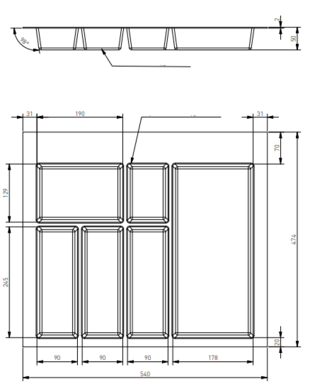 Декор Кътле Поставки за прибори за кухненско чекмедже 600 Антрацит 1208966378