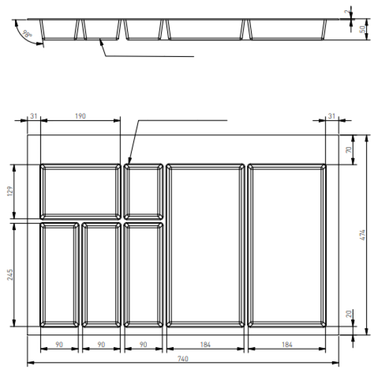 Декор Cutle Вложка за кухненско чекмедже 800 Axispace Бял 1208966379