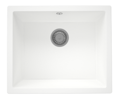 GraniteMy Универсална бяла мивка от гранит 50x40 cm, монтаж под, над и на нивото на плота, с иноксова цедка 1208966881