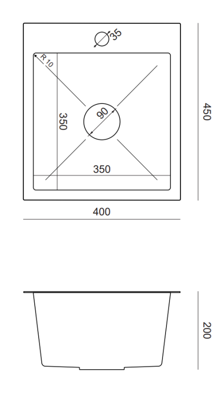 Quadri Dixton 40 Иноксова мивка 400x450 мм с отвор за смесител, за монтаж отгоре 1208967079