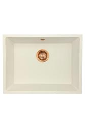 Заглавие: "GraniteMy Universal гранитна бяла мивка 55x40 см, бяла, за вграждане, под монтаж и външен монтаж с меден сифон 1208967156"