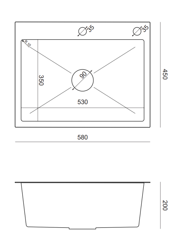 Quadri Dixton 60 black PVD Nano Иноксова мивка 580x450 mm с отвор за смесител и аксесоари 1208967195
