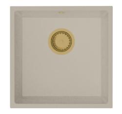 GraniteMy Universal Гранитна мивка в пясъчен цвят 40x40 cm, монтаж под, над и на нивото на плота, със златиста цедка 1208967209