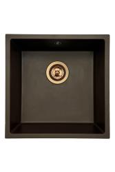 GraniteMy Universal Гранитна мивка цвят кафе 40x40 cm, монтаж под, над и на нивото на плота, с медна цедка 1208967217