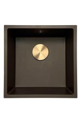 GraniteMy Universal Гранитна мивка цвят кафе 40x40 cm, монтаж под, над и на нивото на плота, с медна цедка 1208967217