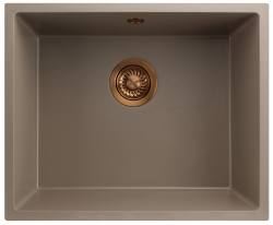 GraniteMy Universal Гранитна мивка в сиво 50x40 cm, монтаж под, над и на нивото на плота, с медна цедка 1208967225