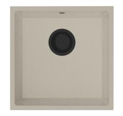 GraniteMy Universal Гранитна мивка в пясъчно бежово 40x40 cm, монтаж под, над и на нивото на плота, с черна цедка 1208967232