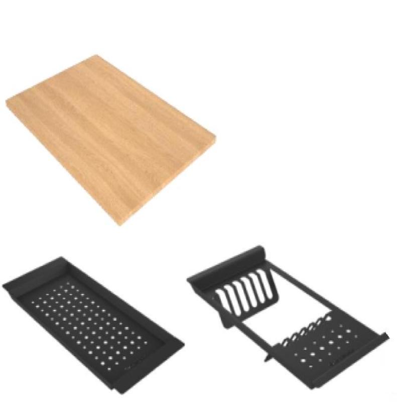 Гранитната ми мивка от гранит GraniteMy, размери 56x48 см, черна, за монтаж върху плот, със златна тапа, включително аксесоари 1208967235