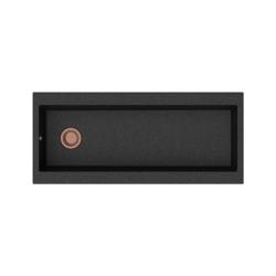 GraniteMy Trog гранитна много голяма черна мивка 116x50 см черен монтаж с отвор за кран с медна тапа 1208967238