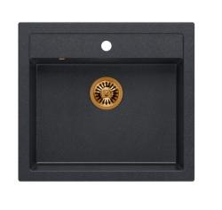 Quadri Farmhouse селска вградена или надградена гранитна мивка антрацит с медна запушалка 595x540mm 1208967266