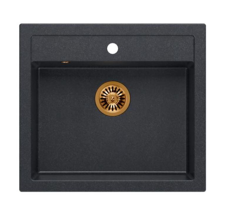 Quadri Farmhouse селска вградена или надградена гранитна мивка антрацит с медна запушалка 595x540mm 1208967266