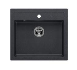 Куадри Фермхаус селска или вградена гранитна мивка антрацит с неръждаема стоманена тапа 595x540мм 1208967269