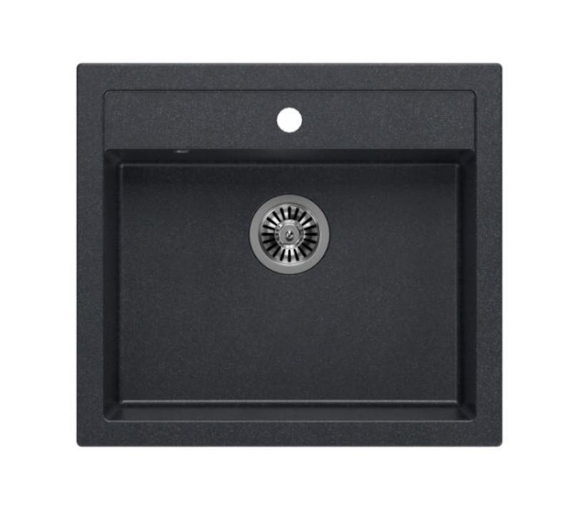 Куадри Фермхаус селска или вградена гранитна мивка антрацит с неръждаема стоманена тапа 595x540мм 1208967269