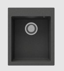 GraniteMy Бремен гранитна мивка 40x50 см черна за монтаж върху плот, под плот и на равнище с плот с отвор за смесител с неръждаема стоманена тапа 1208967278