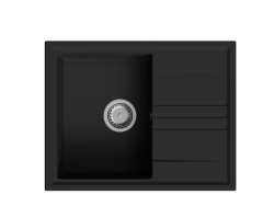 GraniteMy Веси гранитен монтажен черен мивка 64x50cm с оттичане, обратим с неръждаем щепсел 1208967280