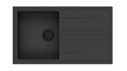 GraniteMy Води гранитно построена черна мивка 86x50см със сушилня обратима с черен щепсел 1208967288