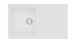 ГранитМай Веси гранитен надстройка бял мивка 86x50cm с отцеждане обратим с неръждаема стоманена щепсела 1208967291