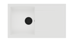 ГранитMy Веси гранитен монтажен бял мивка 86x50cm с оттичане обръщаем с черен щепсел 1208967292