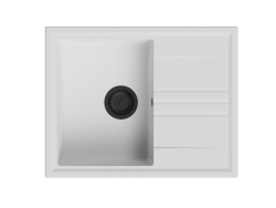 GraniteMy Виж гранитен монтажен бял мивка 64x50см със сушилня, обратим с черен щепсел 1208967299