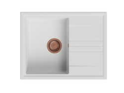 GraniteMy Води гранитен монтажен бял мивка 64x50см със сушилня, обратим с меден щепсел 1208967301